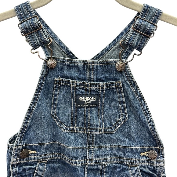 OshKosh Bgosh Cotton Denim Carpenter Blue Jean Vintage Overalls Size 18 Months - Picture 3 of 9